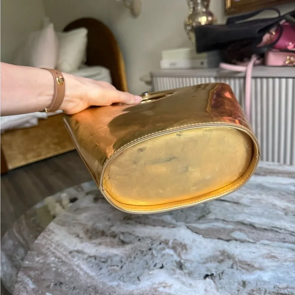 Elizabeth and James mirror Metallic Gold Patent Leather Tote Shiny Gold Clutch